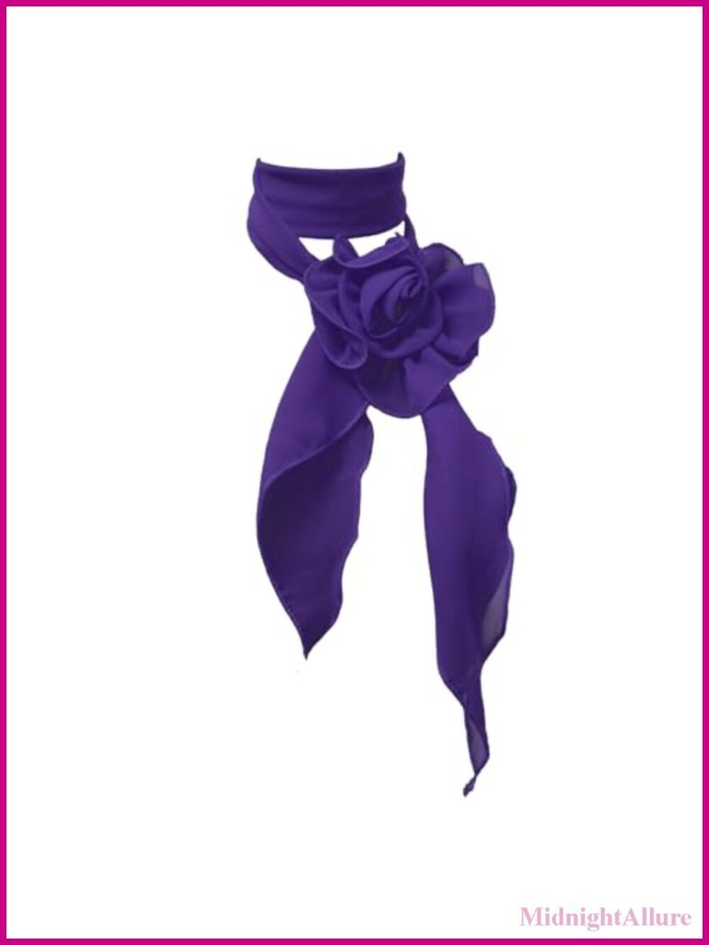 Skinny Chiffon Scarf with Detachable Flower - Women's Neck Scarf